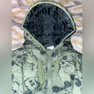 BRAND NEW GAP BABY DISNEY MICKEY ZIP HOODED PUFFER COAT GREEN BLACK SIZE 3
